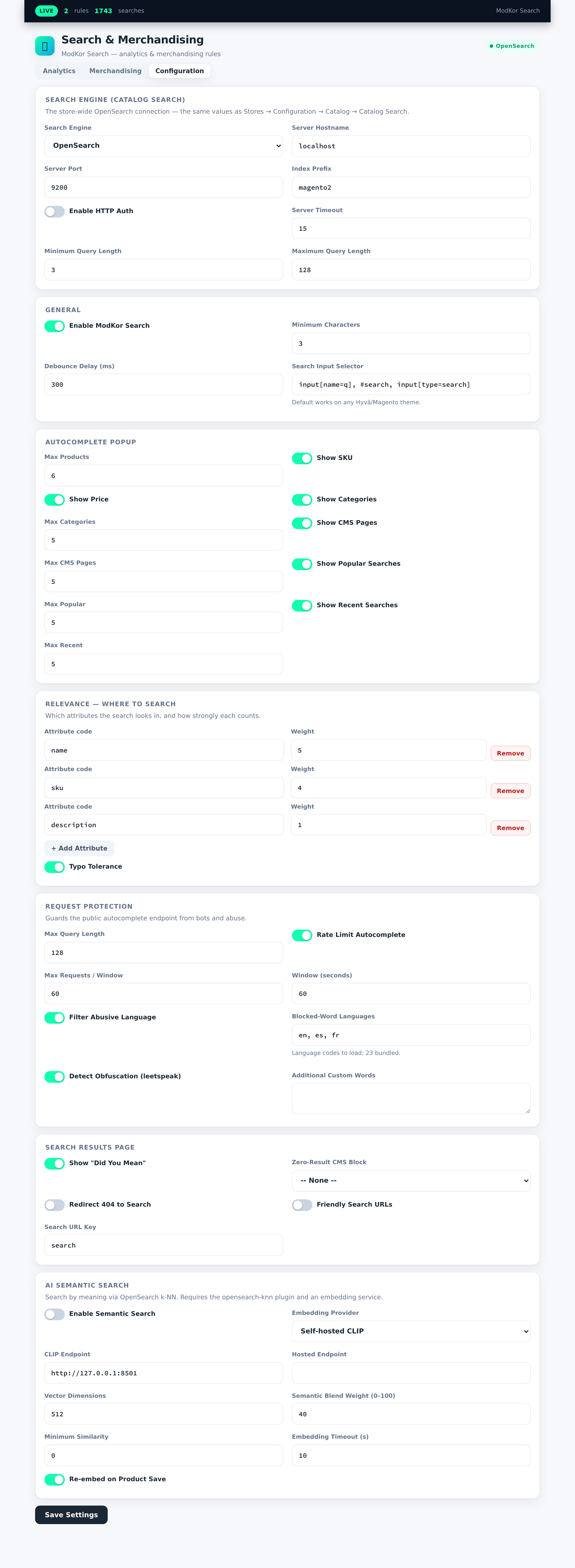 The Configuration tab