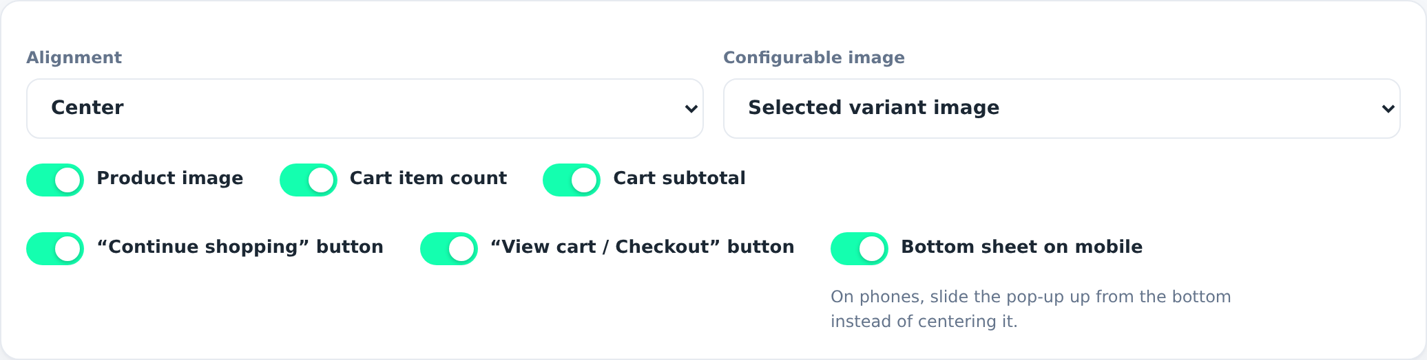 Pop-up settings