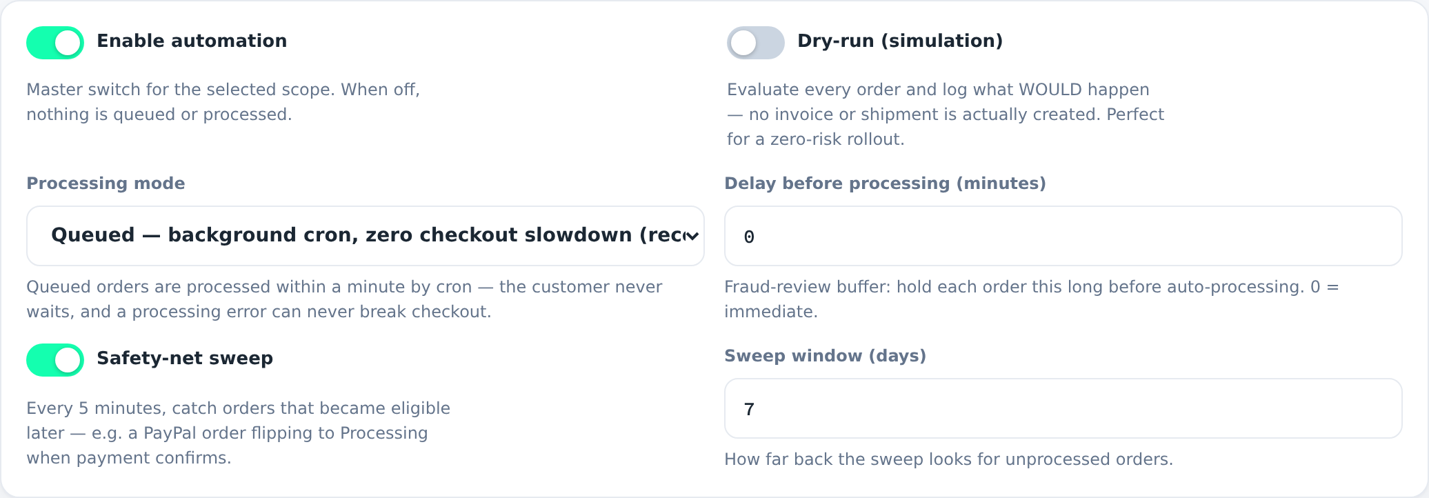 General settings