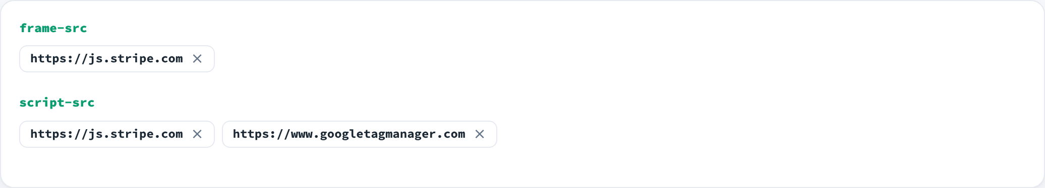 Active whitelist grouped by directive