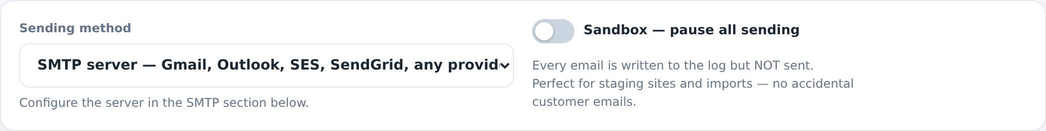 Choosing the sending method
