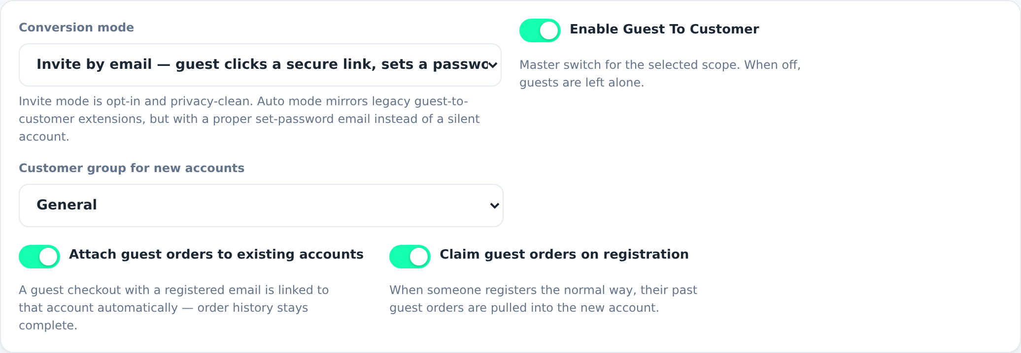 General settings