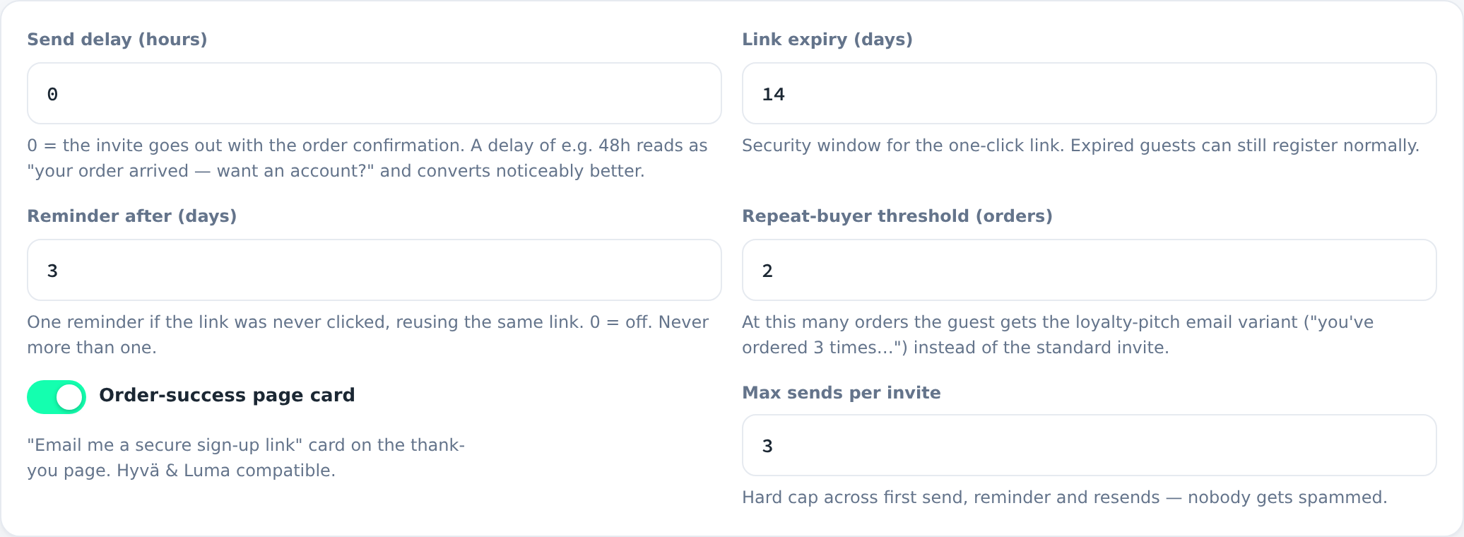 Invite flow settings