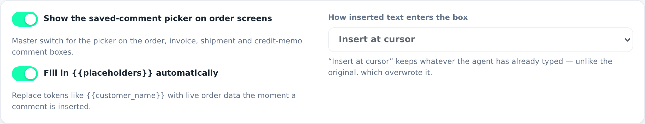 General settings