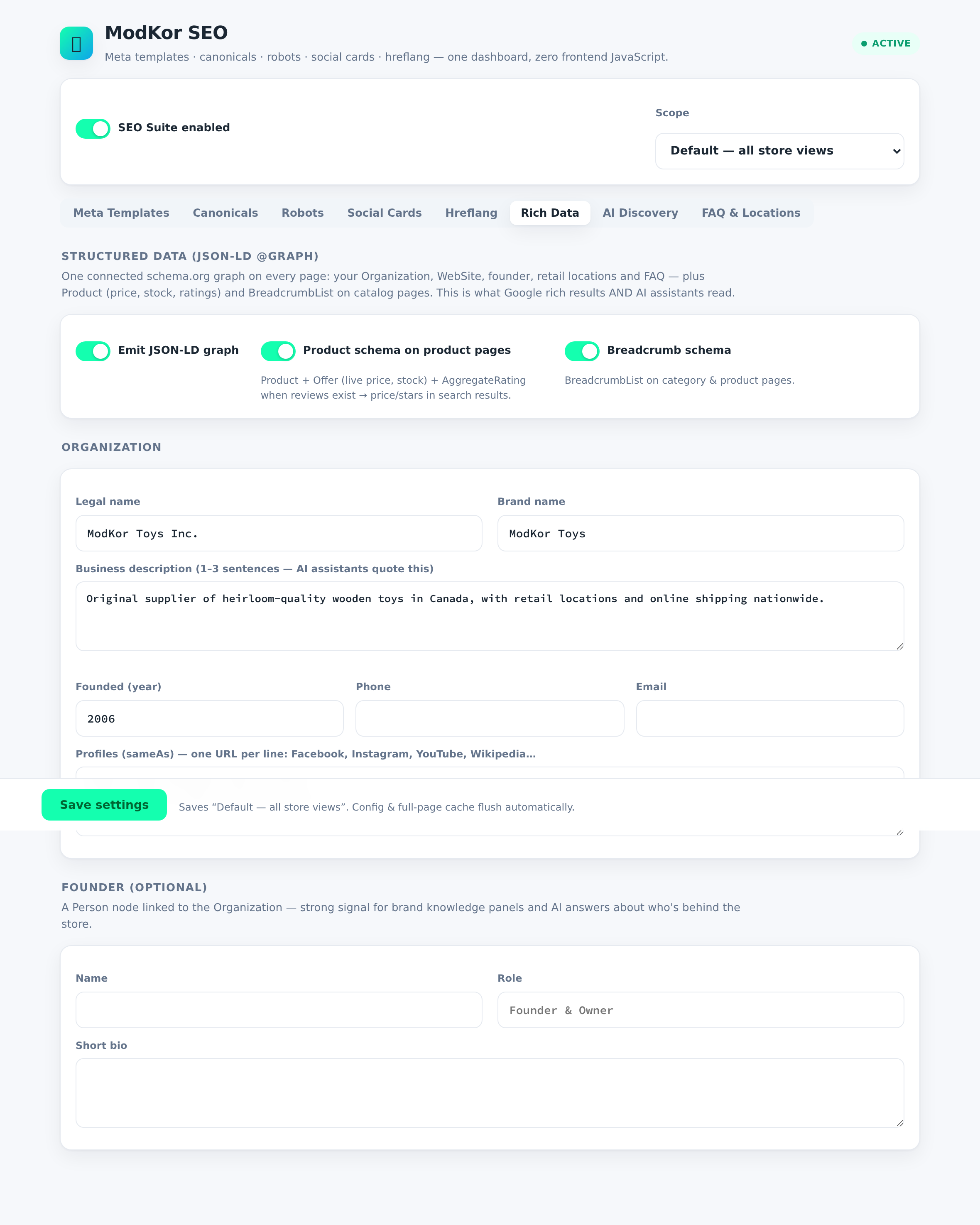 Rich data settings