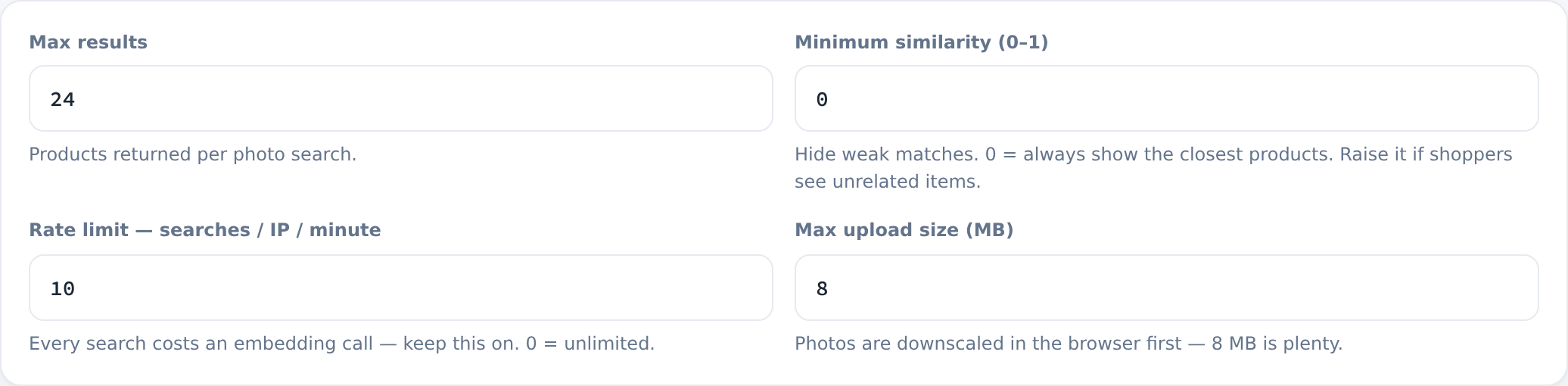 Search behaviour settings